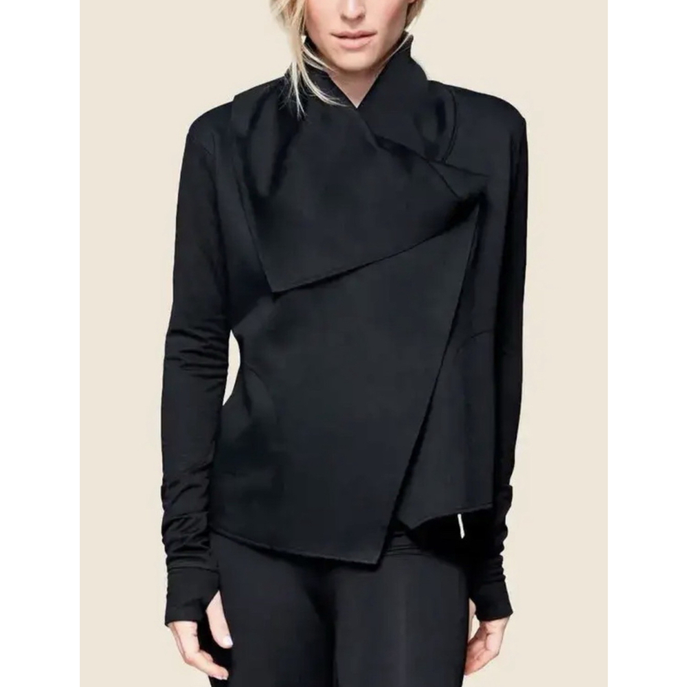 Alala Sophisticate Drape Black Jacket Medium Womens Athletic Workout Thumbholes